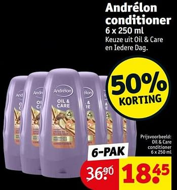 Aanbiedingen Oil + care conditioner - Andrelon - Geldig van 12/09/2023 tot 24/09/2023 bij Kruidvat