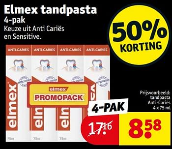 Aanbiedingen Tandpasta anti-cariës - Elmex - Geldig van 12/09/2023 tot 24/09/2023 bij Kruidvat
