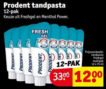 Aanbiedingen Tandpasta freshgel multipak - Prodent - Geldig van 12/09/2023 tot 24/09/2023 bij Kruidvat