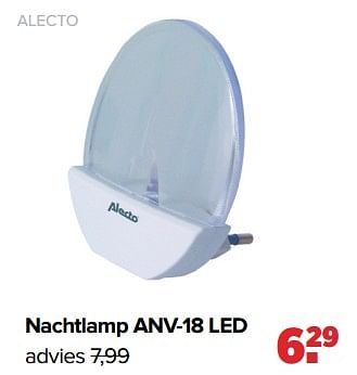 Aanbiedingen Alecto nachtlamp anv-18 led - Alecto - Geldig van 04/09/2023 tot 30/09/2023 bij Baby-Dump