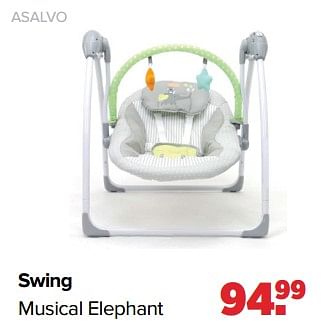 Aanbiedingen Asalvo swing musical elephant - Asalvo - Geldig van 04/09/2023 tot 30/09/2023 bij Baby-Dump