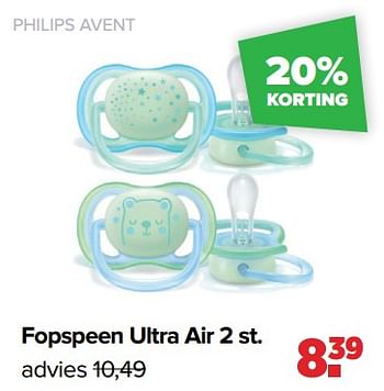 Aanbiedingen Philips avent fopspeen ultra air - Philips - Geldig van 04/09/2023 tot 30/09/2023 bij Baby-Dump