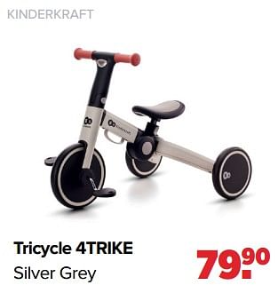 Aanbiedingen Kinderkraft tricycle 4trike silver grey - Kinderkraft - Geldig van 04/09/2023 tot 30/09/2023 bij Baby-Dump