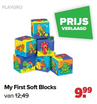 Aanbiedingen Playgro my first soft blocks - Playgro - Geldig van 04/09/2023 tot 30/09/2023 bij Baby-Dump