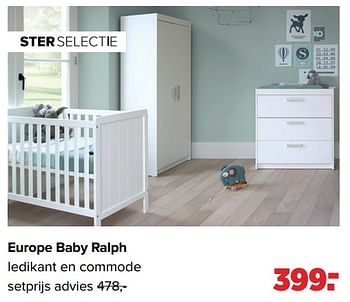 Aanbiedingen Europe baby ralph ledikant en commode - Gel-a-Peel - Geldig van 04/09/2023 tot 30/09/2023 bij Baby-Dump