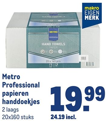Aanbiedingen Metro professional papieren handdoekjes - Huismerk - Makro - Geldig van 13/09/2023 tot 26/09/2023 bij Makro