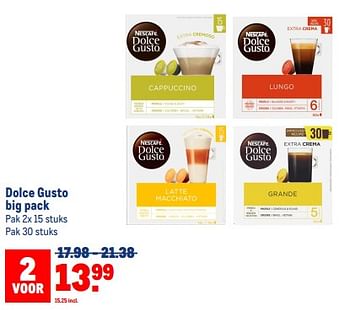Aanbiedingen Dolce gusto big pack - Nescafe - Geldig van 13/09/2023 tot 26/09/2023 bij Makro