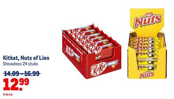 Aanbiedingen Kitkat, nuts of lion - Nestlé - Geldig van 13/09/2023 tot 26/09/2023 bij Makro