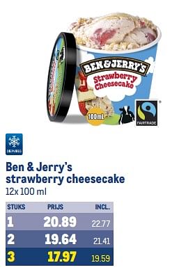Aanbiedingen Ben + jerry’s strawberry cheesecake - Ben&amp;Jerry's - Geldig van 13/09/2023 tot 26/09/2023 bij Makro