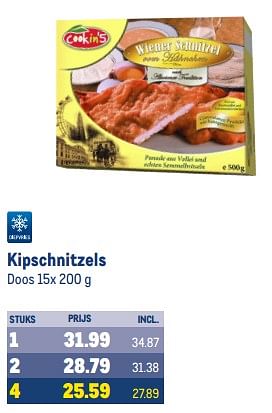 Aanbiedingen Kipschnitzels - cookin5 - Geldig van 13/09/2023 tot 26/09/2023 bij Makro