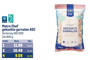 Aanbiedingen Metro chef gekookte garnalen asc - Huismerk - Makro - Geldig van 13/09/2023 tot 26/09/2023 bij Makro