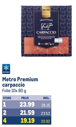 Aanbiedingen Metro premium carpaccio - Huismerk - Makro - Geldig van 13/09/2023 tot 26/09/2023 bij Makro