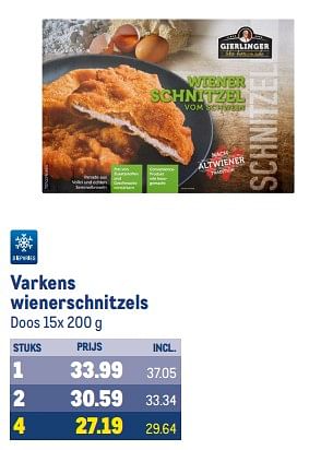 Aanbiedingen Varkens wienerschnitzels - Gierlinger - Geldig van 13/09/2023 tot 26/09/2023 bij Makro