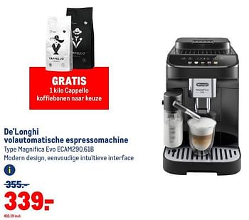 Aanbiedingen De’longhi volautomatische espressomachine magnifica evo ecam290.61b - Delonghi - Geldig van 13/09/2023 tot 26/09/2023 bij Makro