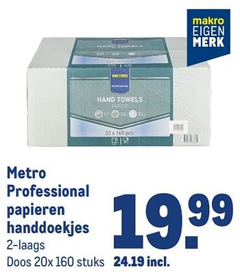 Aanbiedingen Metro professional papieren handdoekjes - Huismerk - Makro - Geldig van 13/09/2023 tot 26/09/2023 bij Makro