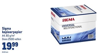 Aanbiedingen Sigma kopieerpapier - Sigma - Geldig van 13/09/2023 tot 26/09/2023 bij Makro