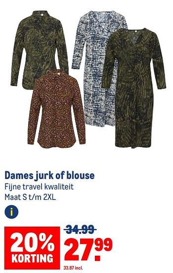 Aanbiedingen Dames jurk of blouse - Huismerk - Makro - Geldig van 13/09/2023 tot 26/09/2023 bij Makro