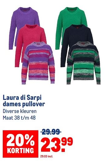 Aanbiedingen Laura di sarpi dames pullover - Laura di Sarpi - Geldig van 13/09/2023 tot 26/09/2023 bij Makro