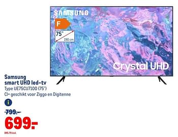 Aanbiedingen Samsung smart uhd led-tv ue75cu7100 - Samsung - Geldig van 13/09/2023 tot 26/09/2023 bij Makro