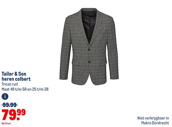 Aanbiedingen Tailor + son heren colbert - Tailor &amp; Son - Geldig van 13/09/2023 tot 26/09/2023 bij Makro