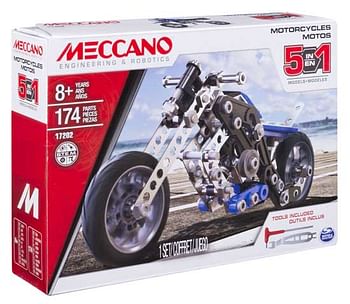 Aanbiedingen Meccano 5-in-1 set Motorcycles - Meccano - Geldig van 21/10/2017 tot 10/12/2017 bij ToyChamp